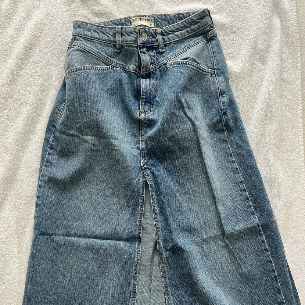 We the free come as you are denim maxi skirt